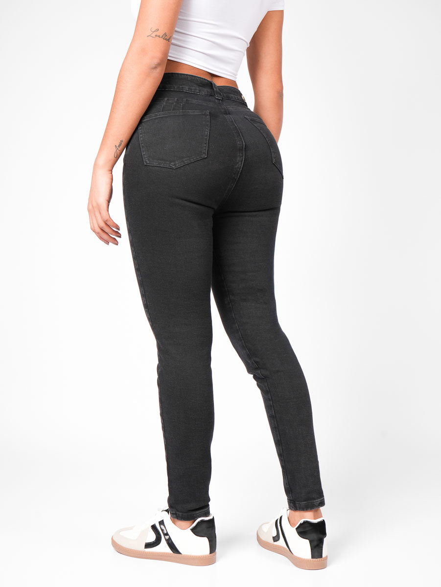 Ref: DCN894 Jean Skinny Stretch, Tiro Alto, Tono Gris