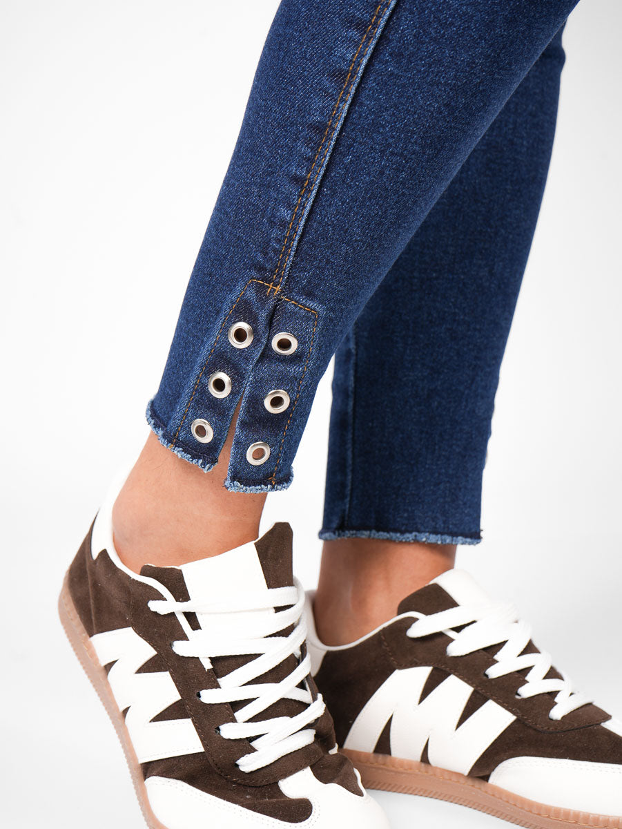 Ref: DCN879O Jean Skinny Stretch, Tiro Alto, Tono Oscuro