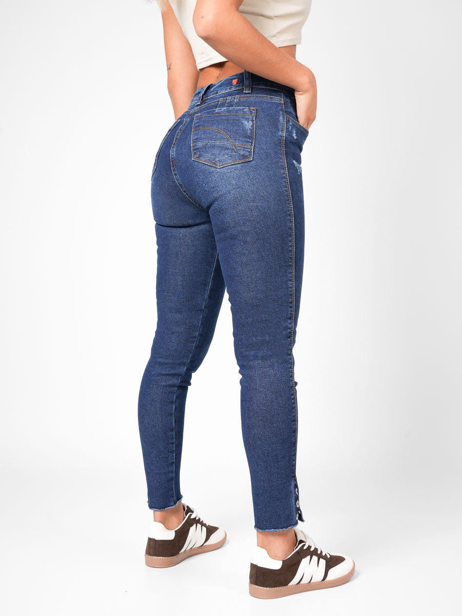 Ref: DCN879O Jean Skinny Stretch, Tiro Alto, Tono Oscuro
