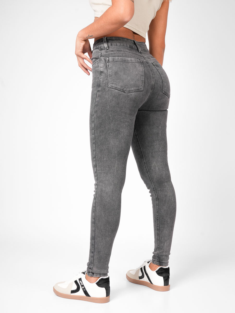 Ref: DCN877O Jean Skinny Stretch, Tiro Alto, Tono Gris Oscuro