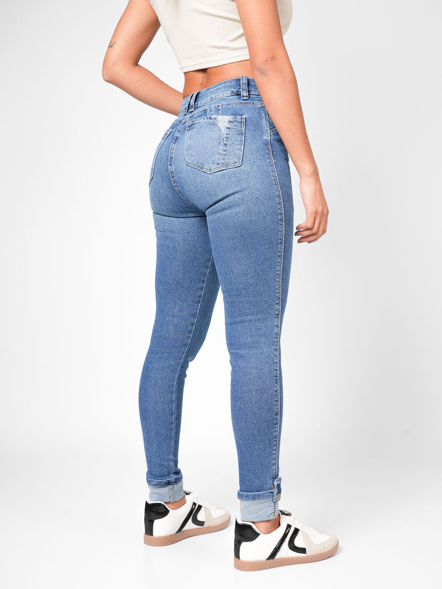 Ref: DCN880O Jean Skinny Stretch, Tiro Alto, Tono Oscuro