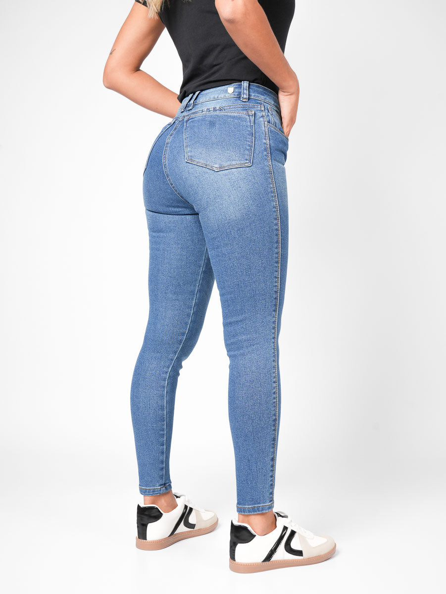 Ref: DCN881C Jean Skinny Stretch, Tiro Alto, Tono Claro