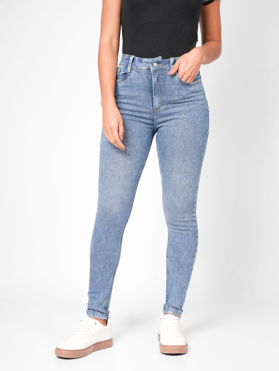 Ref: DCN889C Jean Skinny Stretch, Tiro Alto, Tono Claro
