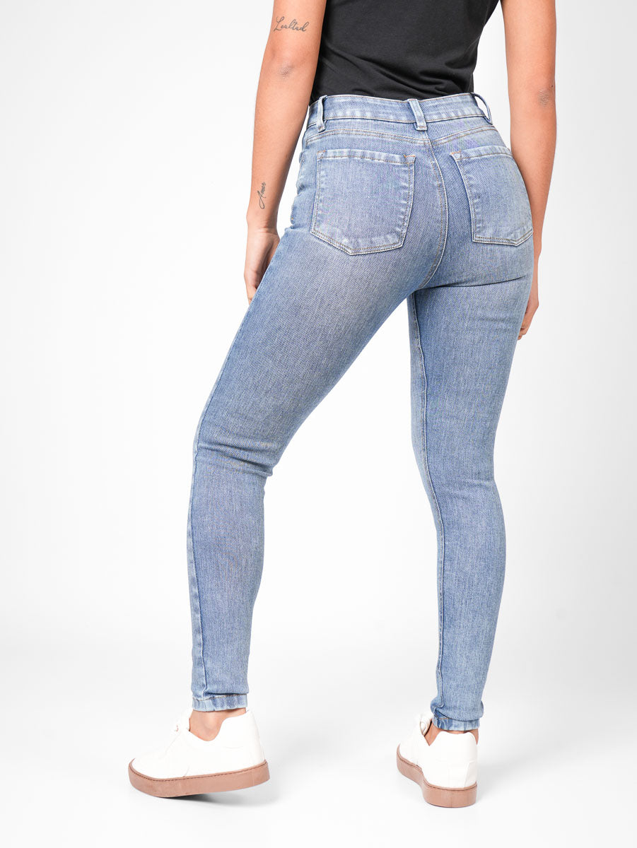 Ref: DCN889C Jean Skinny Stretch, Tiro Alto, Tono Claro