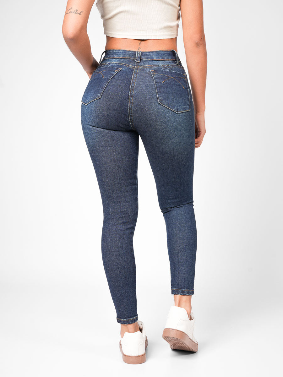 Ref: DCN884O Jean Skinny Stretch, Tiro Alto, Tono Oscuro