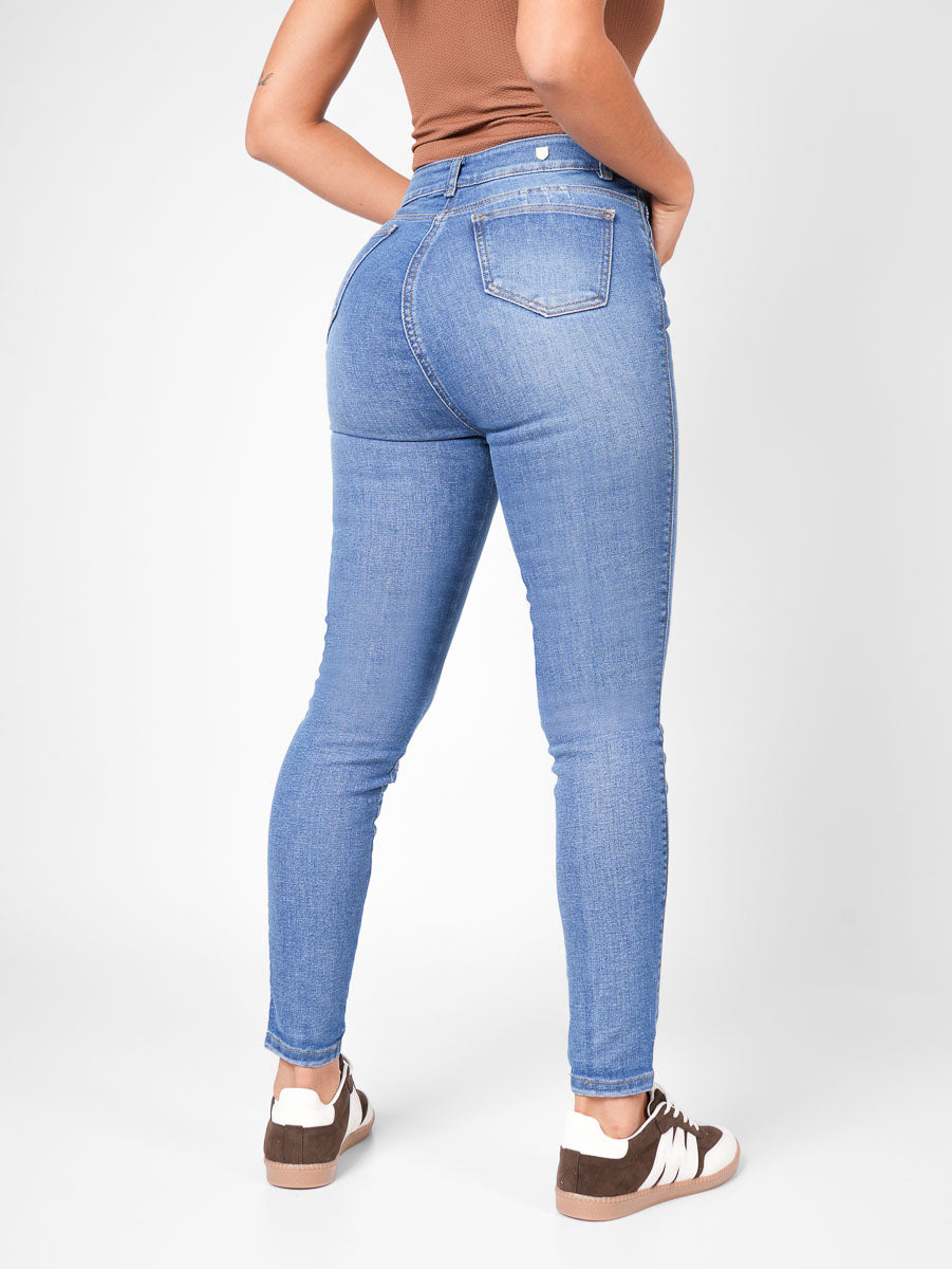 Ref: DCN890 Jean Skinny Stretch, Tiro Alto, Tono Claro