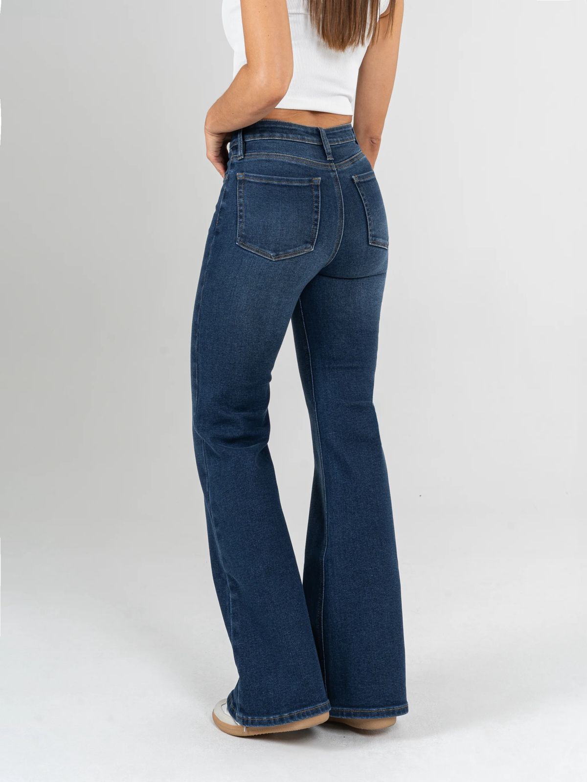 Ref: DCN871 Jean flare stretch, bota ancha, tiro medio.