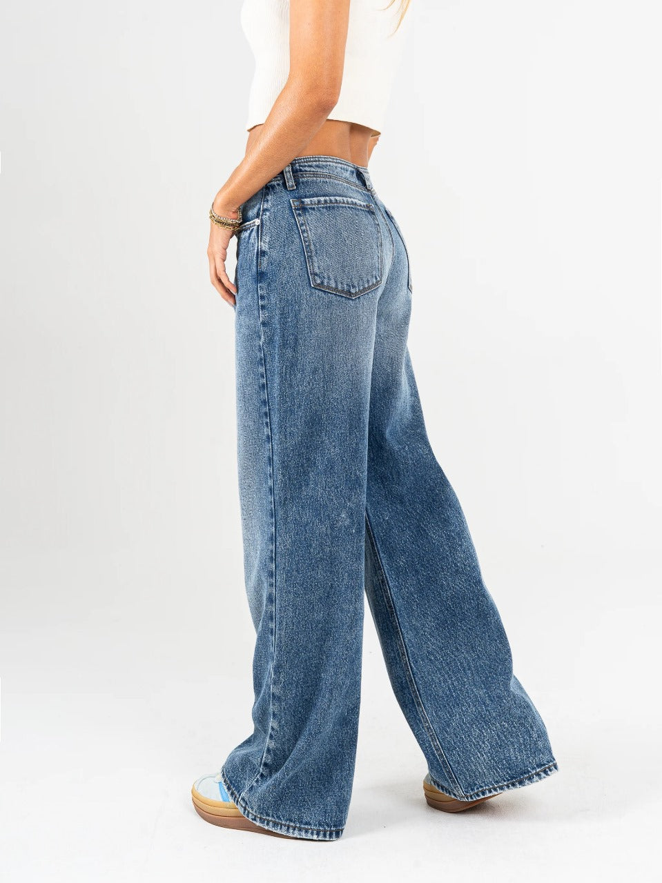 REF: DCN875 Jean Mom Flare Palazzo Detalles