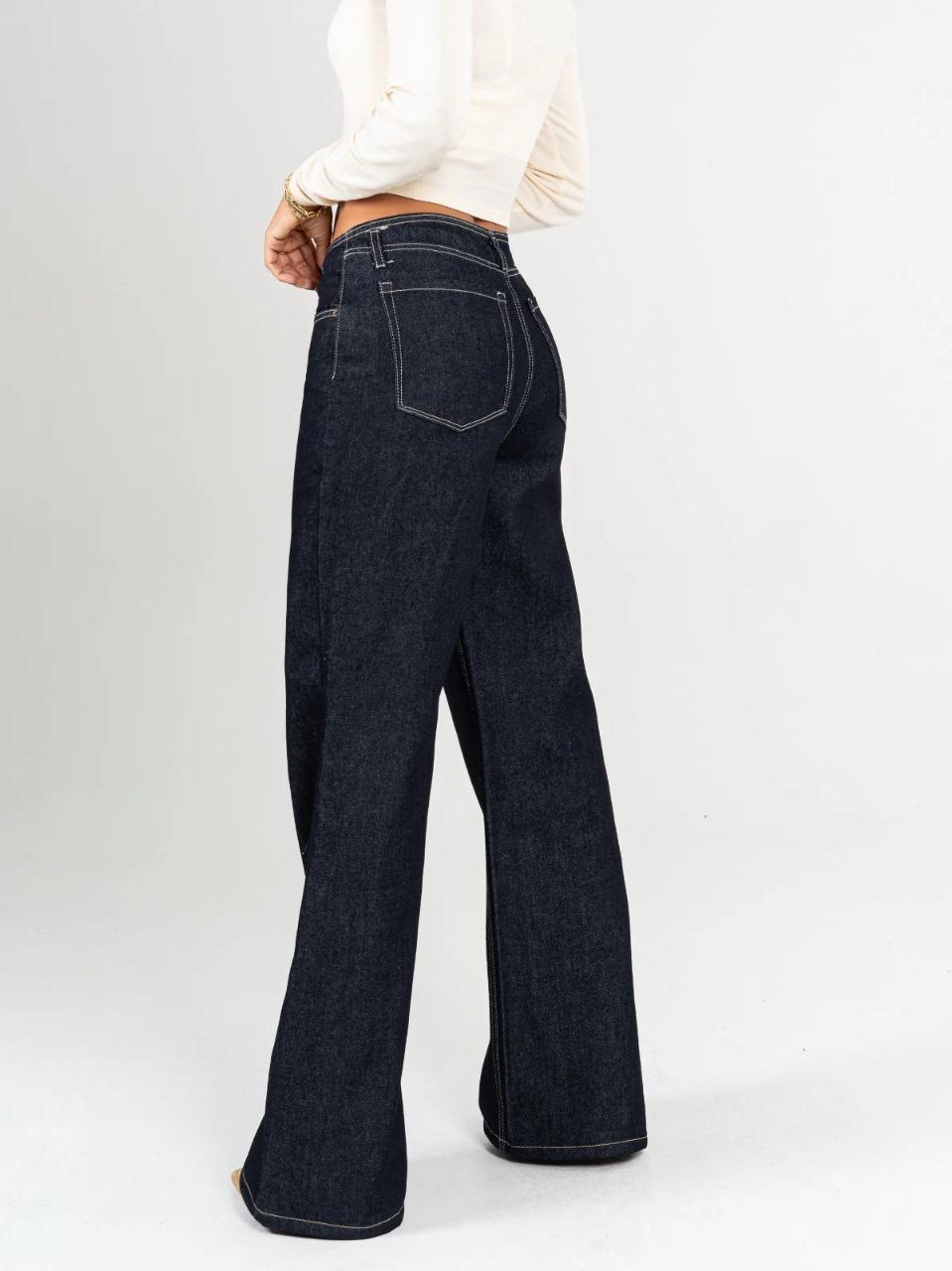 REF: DCN878 Jean Mom Flare Palazzo Pretina con detalle