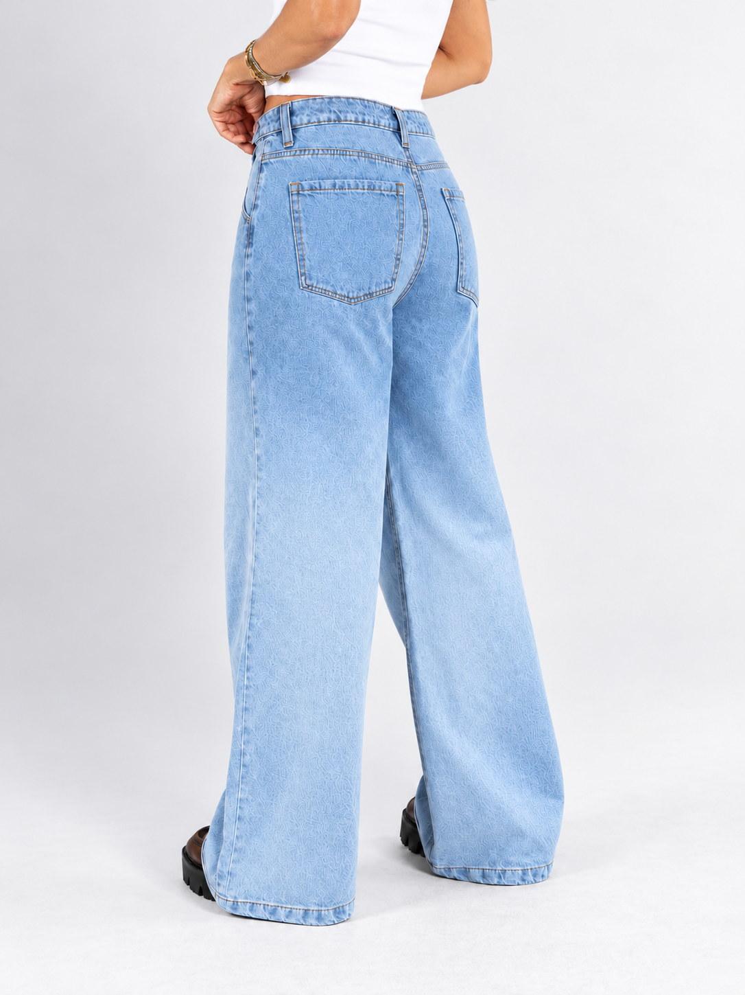 REF: DCN1104 Jean Palazzo Tiro Alto Azul Claro