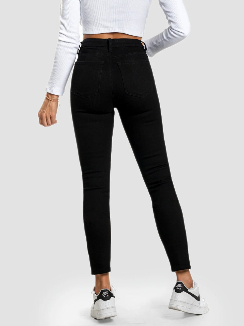 Ref: DCN914 Jean Skinny stretch, tiro alto, tono NEGRO