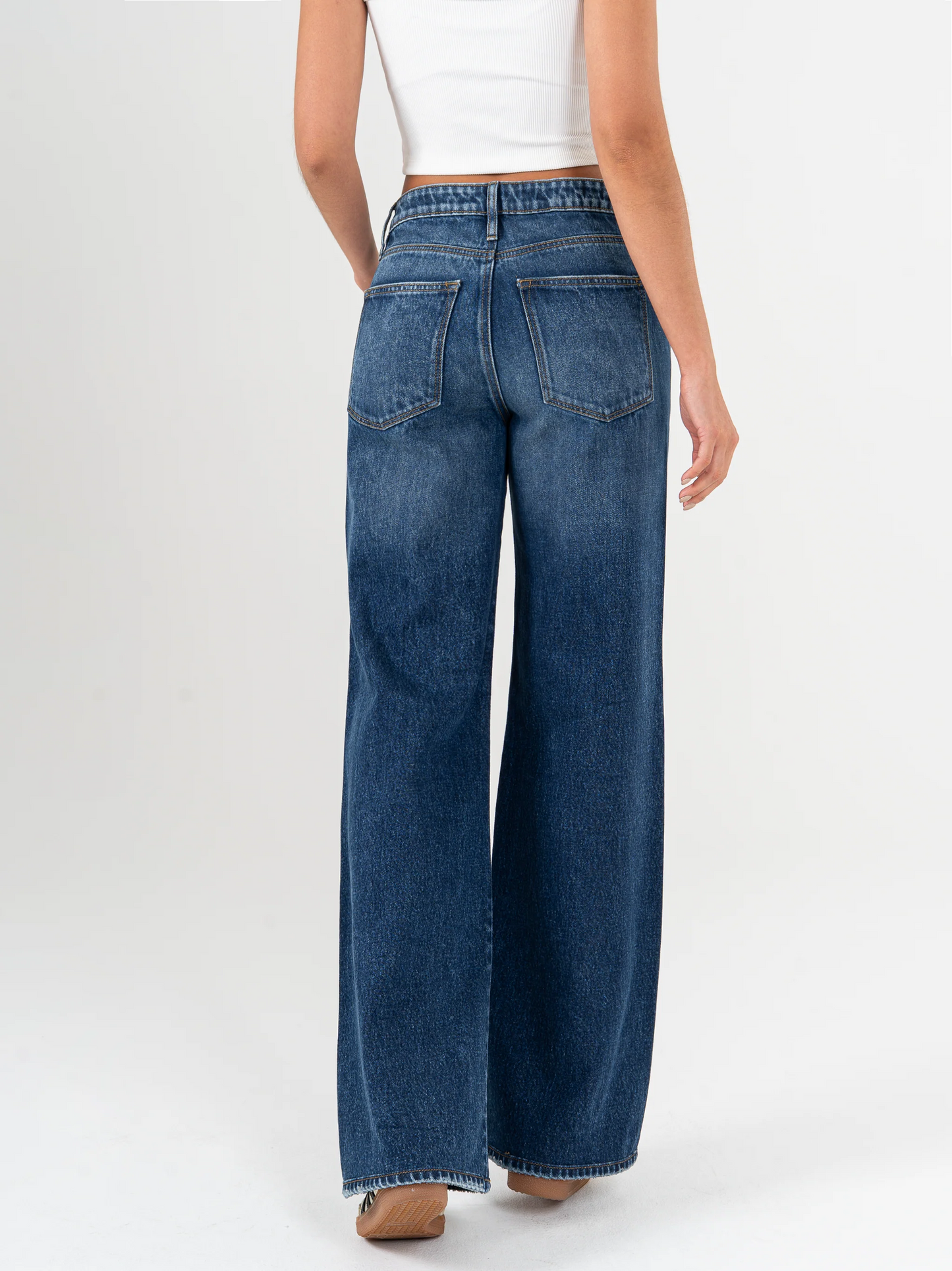 REF: DCN946 Wide Leg rígido, tiro alto, tono