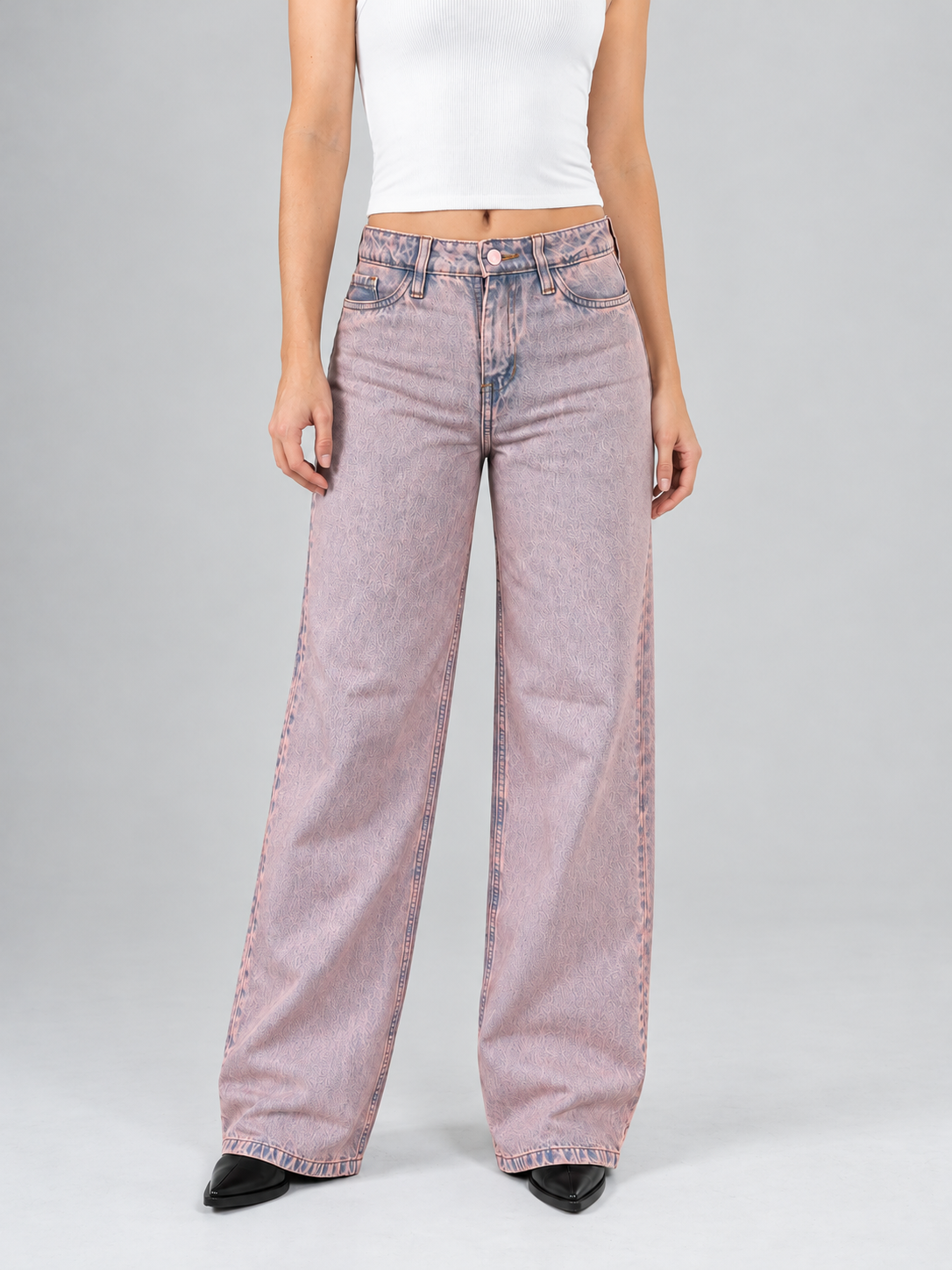 Ref: DCN1123 Jean Palazzo Tiro Medio Azul Rosado