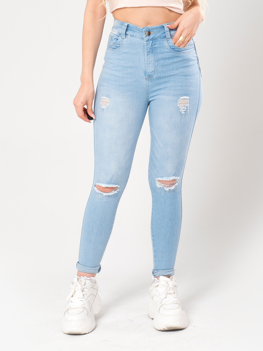 Ref: DCN806 Jean Skinny Stretch, Tiro Alto, Tono Claro