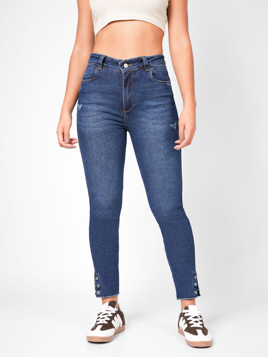 Ref: DCN879O Jean Skinny Stretch, Tiro Alto, Tono Oscuro