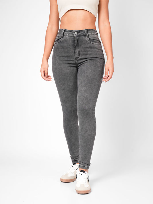 Ref: DCN877O Jean Skinny Stretch, Tiro Alto, Tono Gris Oscuro