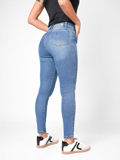 Ref: DCN881C Jean Skinny Stretch, Tiro Alto, Tono Claro
