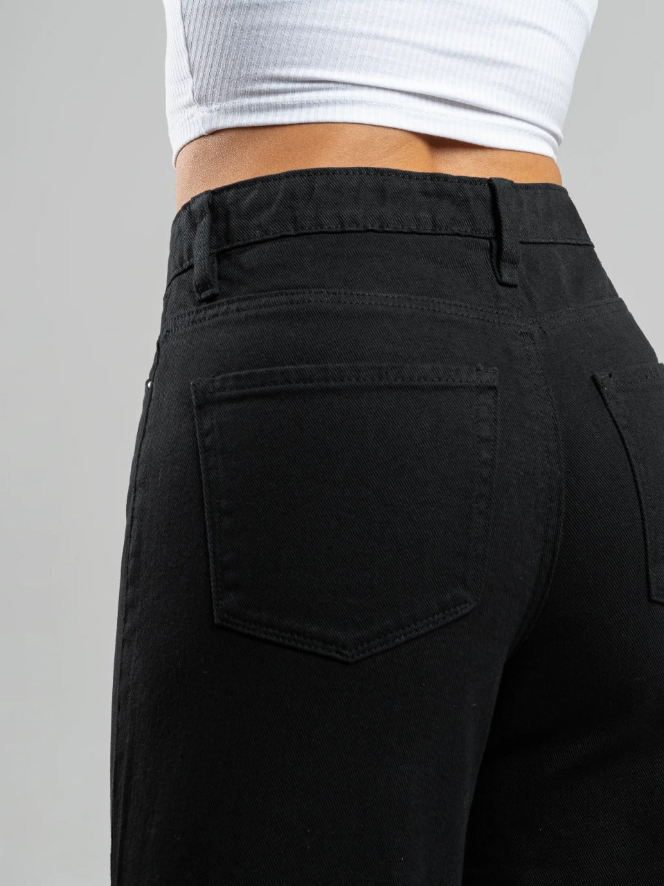 REF: DCN847 Y DCN862 Jean Mom Flare Palazzo, rígido, tiro alto