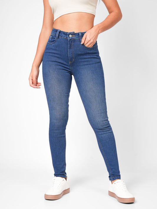Ref: DCN889O Jean Skinny Stretch, Tiro Alto, Tono Oscuro