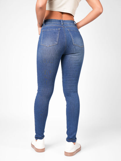 Ref: DCN889O Jean Skinny Stretch, Tiro Alto, Tono Oscuro