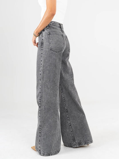 Ref: DCN858 Jean Mom flare, palazzo, rígido, tiro alto