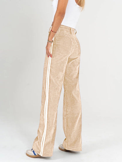 Ref: DCN867 Pantalón Lineas Straight Leg , stretch, en corduroy, tiro alto