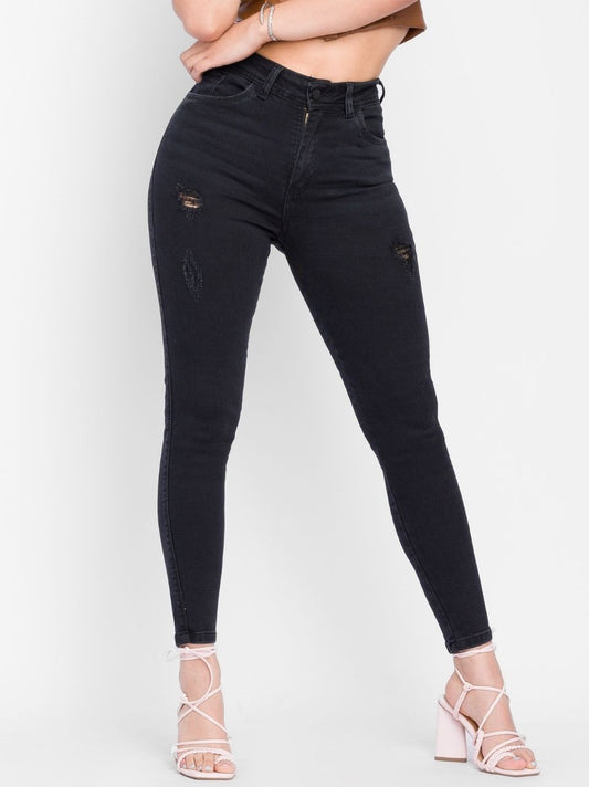 Ref: DCN742G Jean Skinny stretch, tiro alto, tono GRIS OSCURO