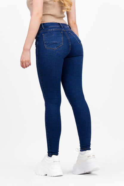 Ref: DCN766O Jean Skinny Stretch, Tiro Alto, Tono Oscuro