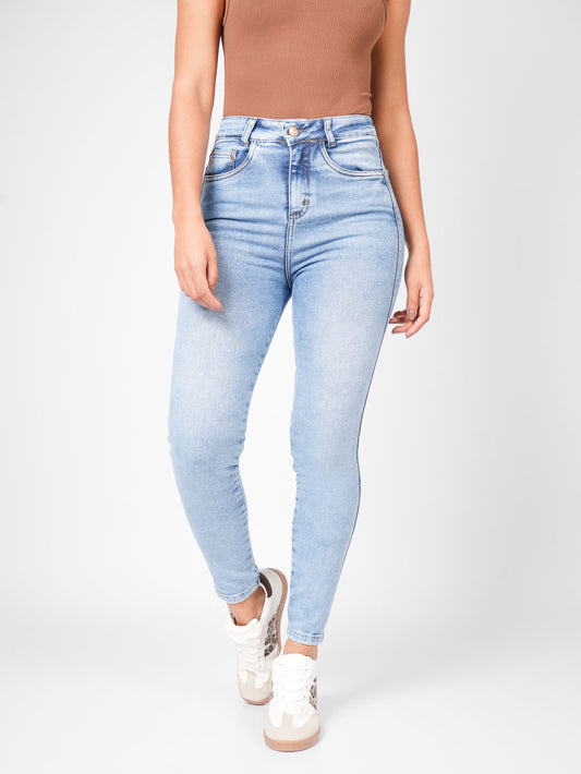 Ref: DCN893 Jean Skinny Stretch, Tiro Alto, Tono Claro