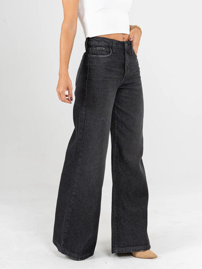 Ref: DCN858 Jean Mom flare, palazzo, rígido, tiro alto