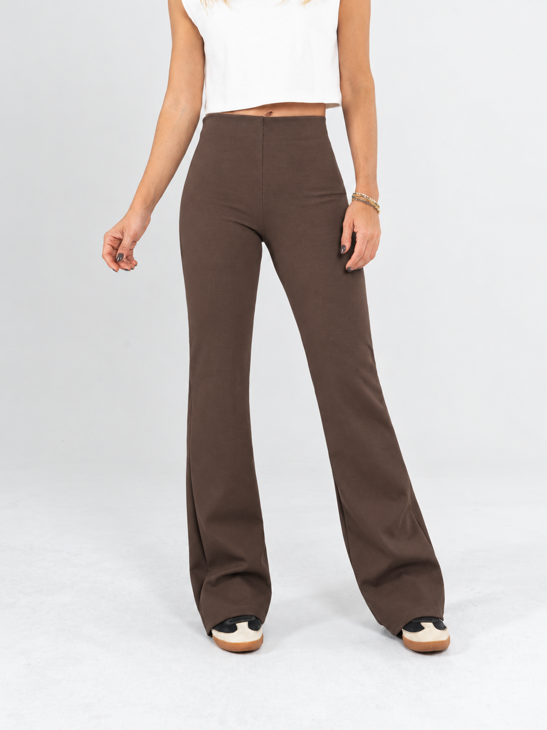 Ref: DCN1139 Pantalón flare stretch, tipo legging ,tiro alto, tono negro