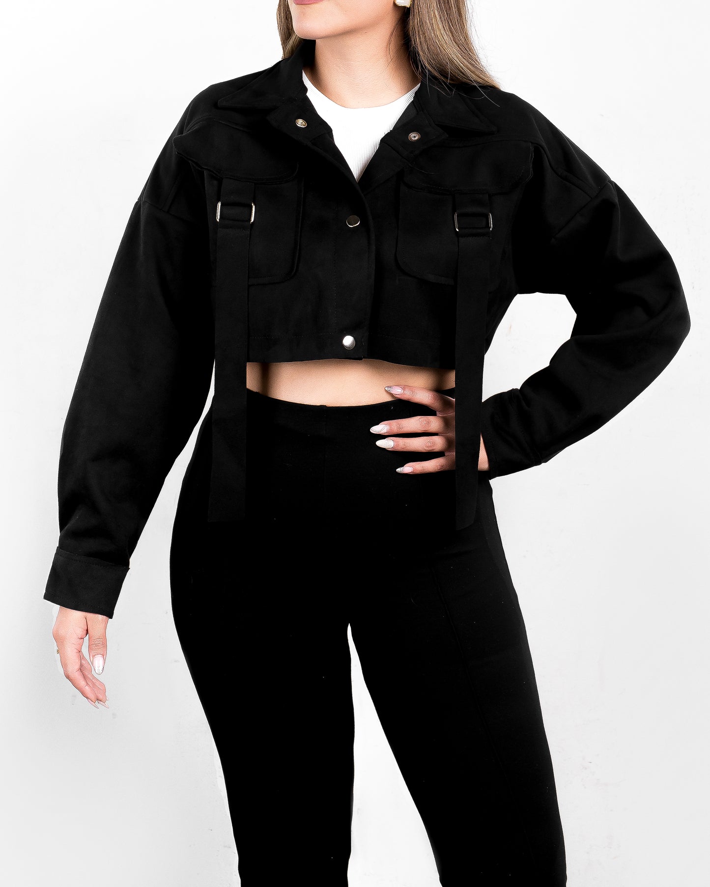 REF: CHQ840 Chaqueta Corta, Paño Licrado, Talla Unica.