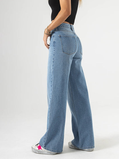 Ref: DCN836 Jean Mom flare, palazzo, rígido, tiro alto Piezas