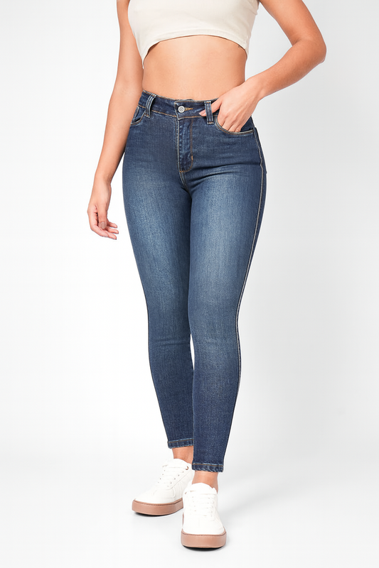 Ref: DCN884O Jean Skinny Stretch, Tiro Alto, Tono Oscuro