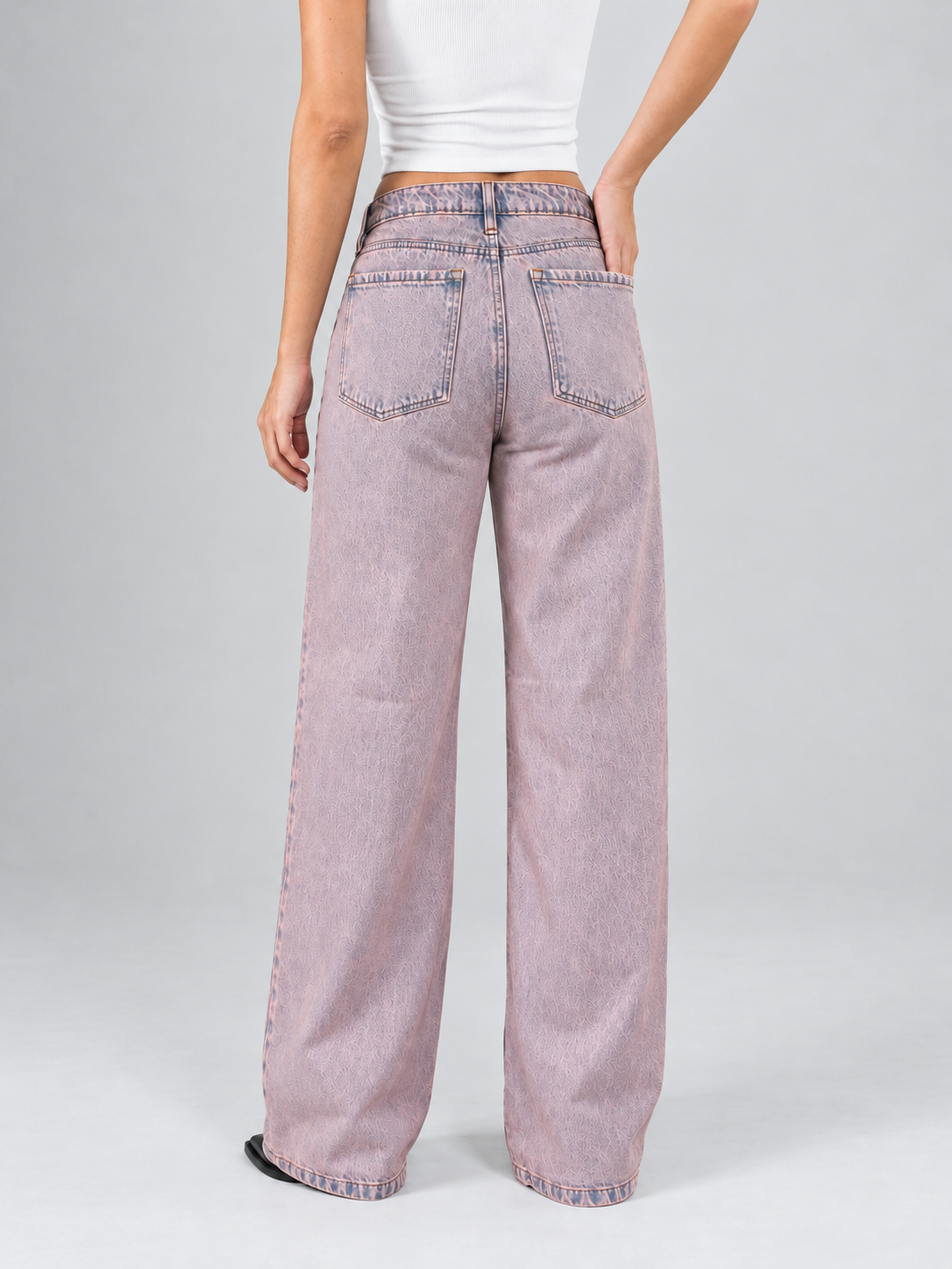 Ref: DCN1123 Jean Palazzo Tiro Medio Azul Rosado