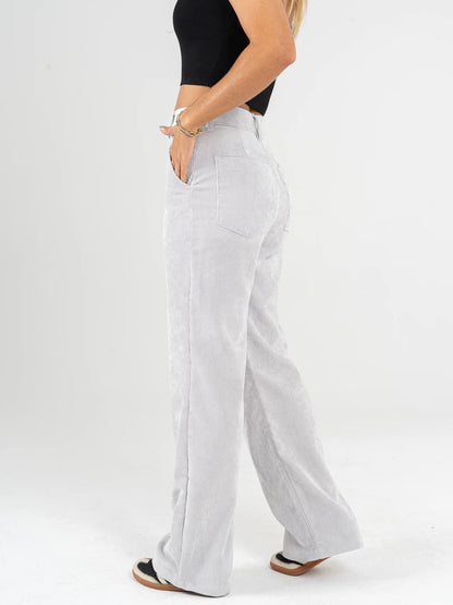 Ref: DCN861 Pantalón straight leg, stretch, en corduroy, tiro alto