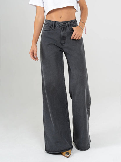 REF: DCN847 Y DCN862 Jean Mom Flare Palazzo, rígido, tiro alto