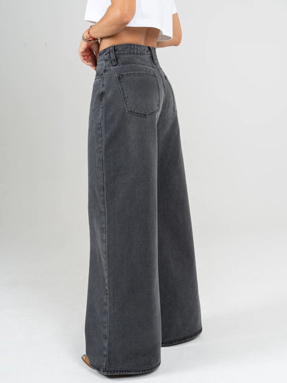 REF: DCN847 Y DCN862 Jean Mom Flare Palazzo, rígido, tiro alto