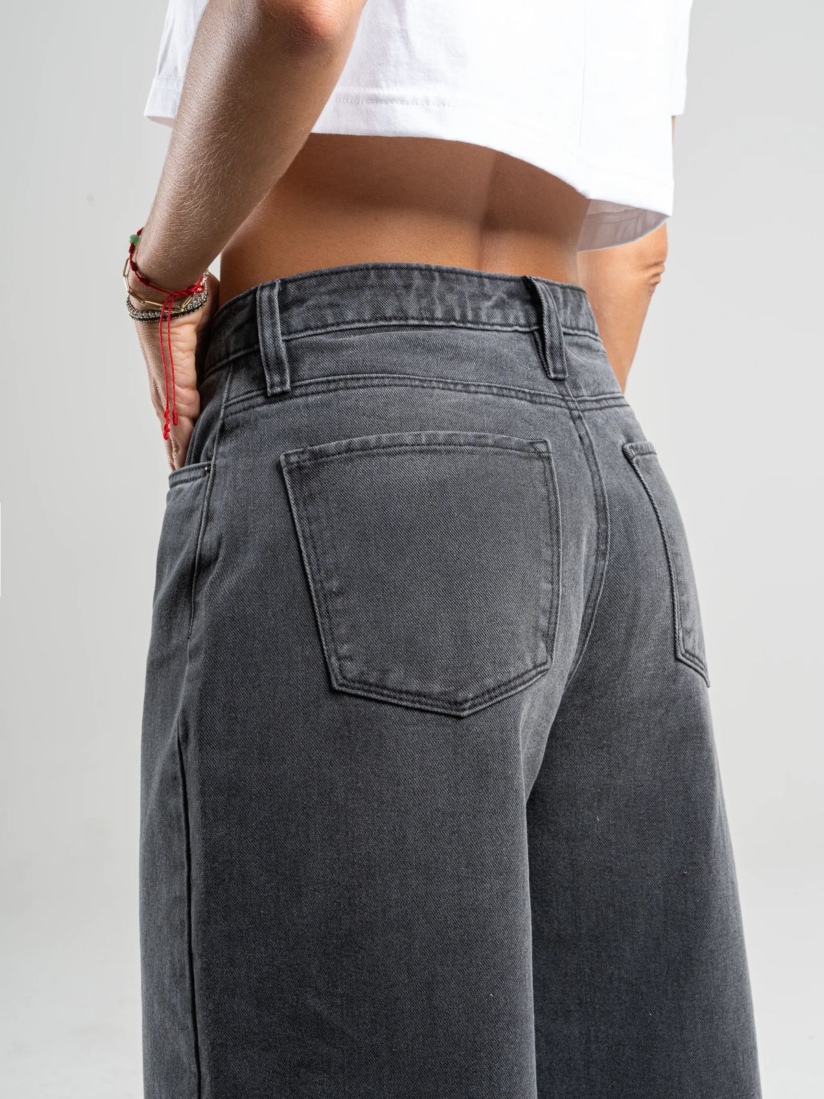 REF: DCN847 Y DCN862 Jean Mom Flare Palazzo, rígido, tiro alto
