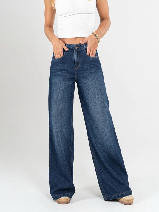 Ref: DCN859 Jean Mom flare, palazzo, rígido, tiro alto