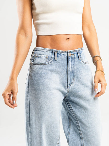REF: DCN875 Jean Mom Flare Palazzo Detalles