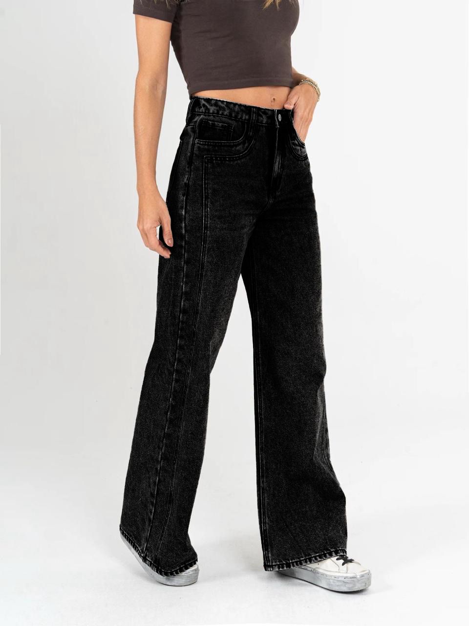 Ref: DCN864 Jean mom flare, rígido, tiro alto, tono gris oscuro.
