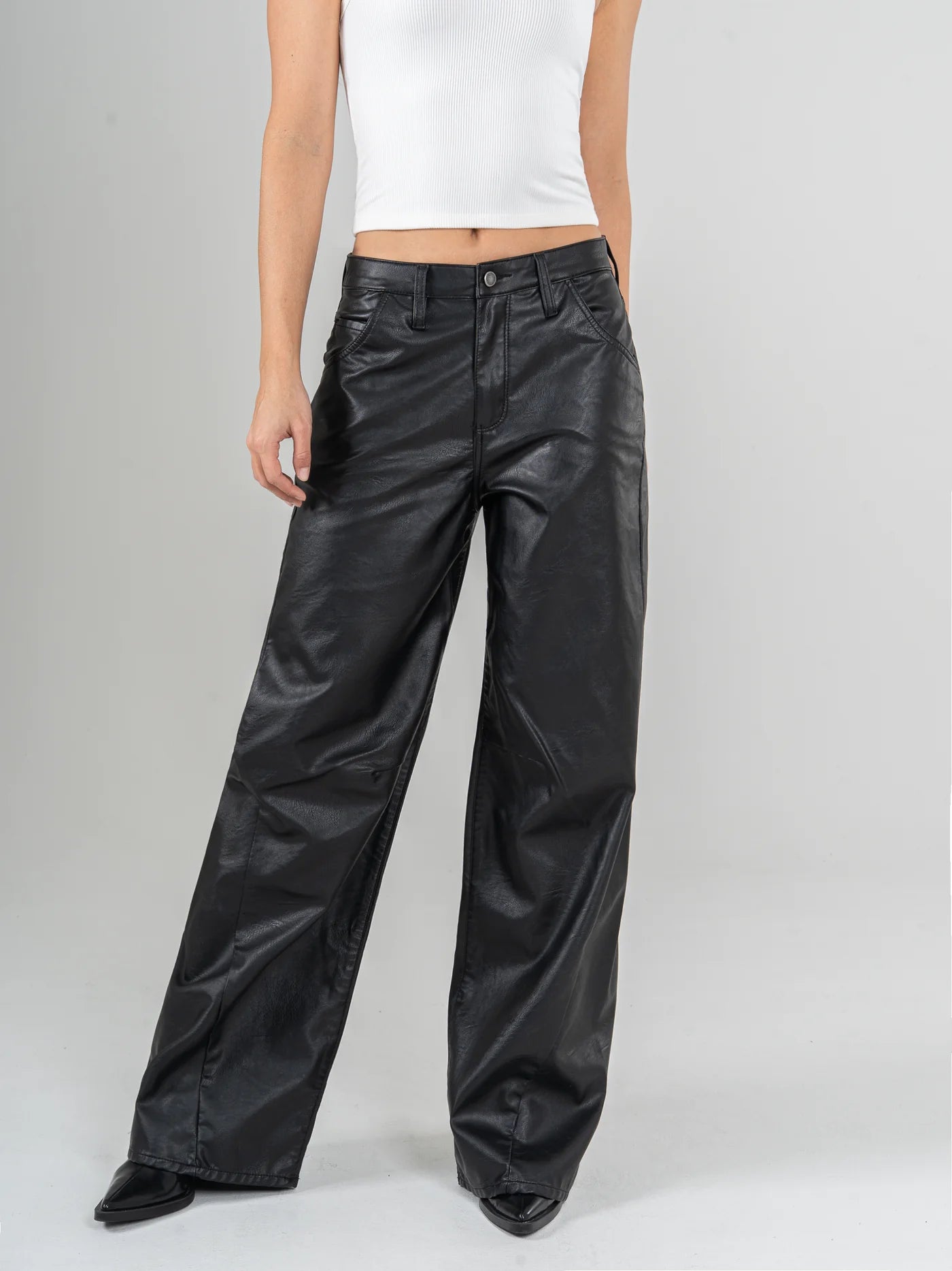 Ref:1021 pantalón wide leg efecto cuero