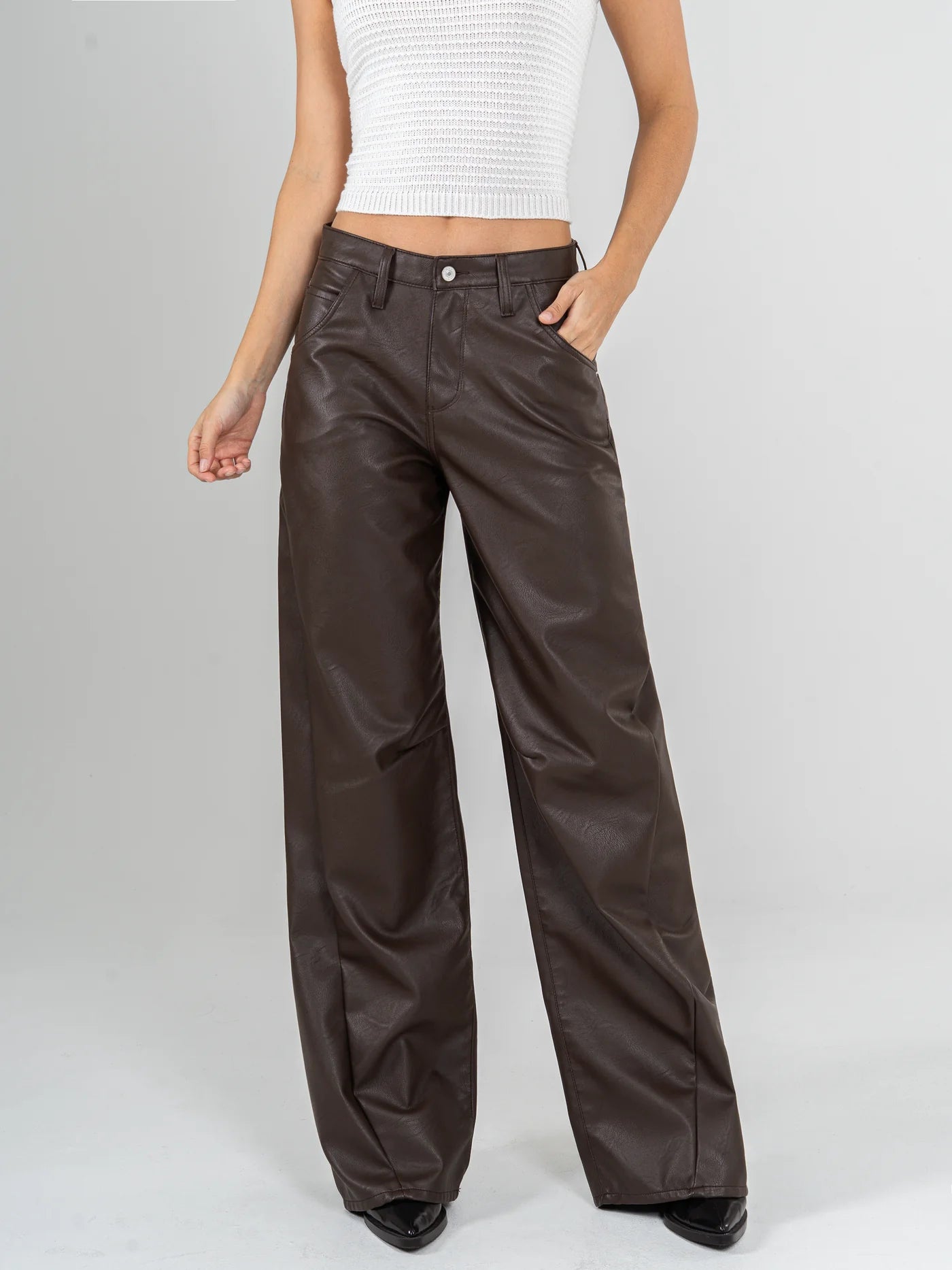 Ref:1021 pantalón wide leg efecto cuero