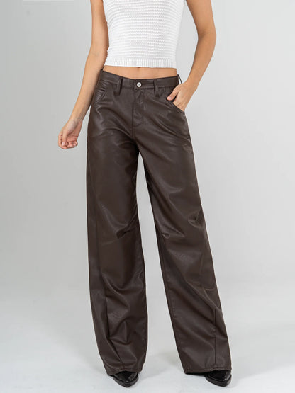 Ref:1021 pantalón wide leg efecto cuero