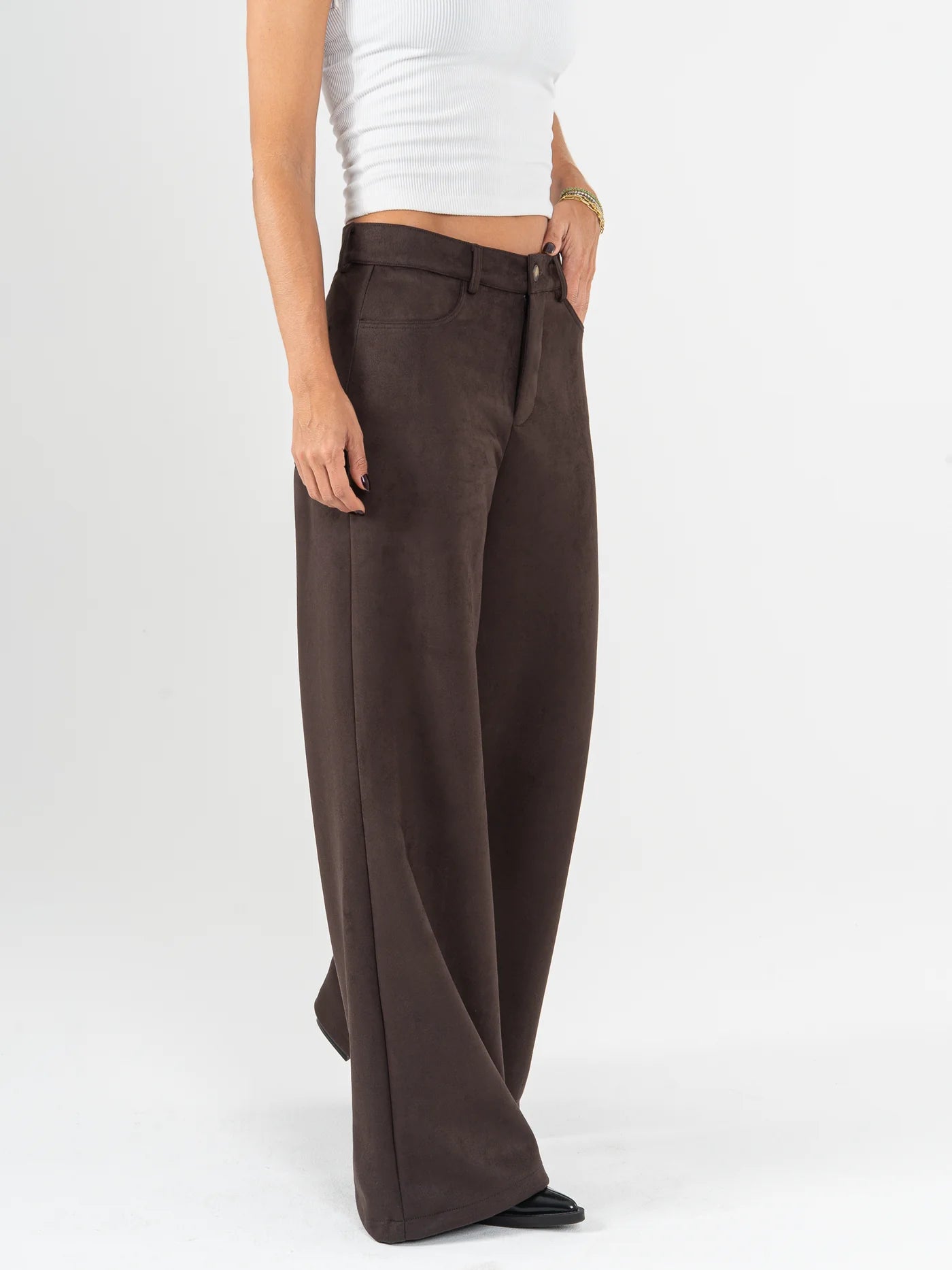 Ref: DCN1001 Pantalón palazzo stretch, prense en pierna, tacto suave, aterciopelado.