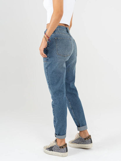 REF: DCN837 Jean Mom fit rígido, tiro alto, Piezas