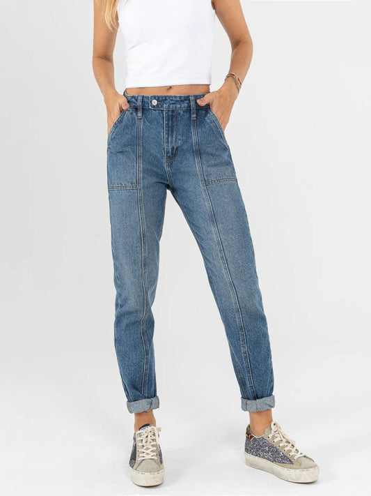 REF: DCN837 Jean Mom fit rígido, tiro alto, Piezas