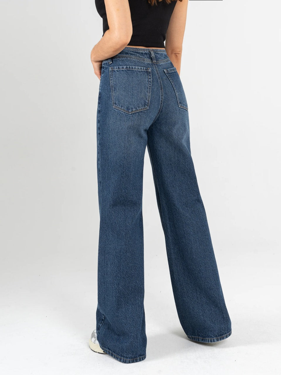 REF: DCN842  Jean Mom Flare Palazzo Pretina Con Detalle