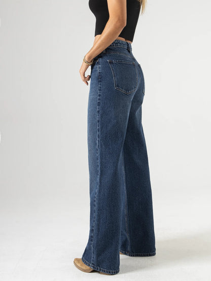 Ref: DCN836 Jean Mom flare, palazzo, rígido, tiro alto Piezas